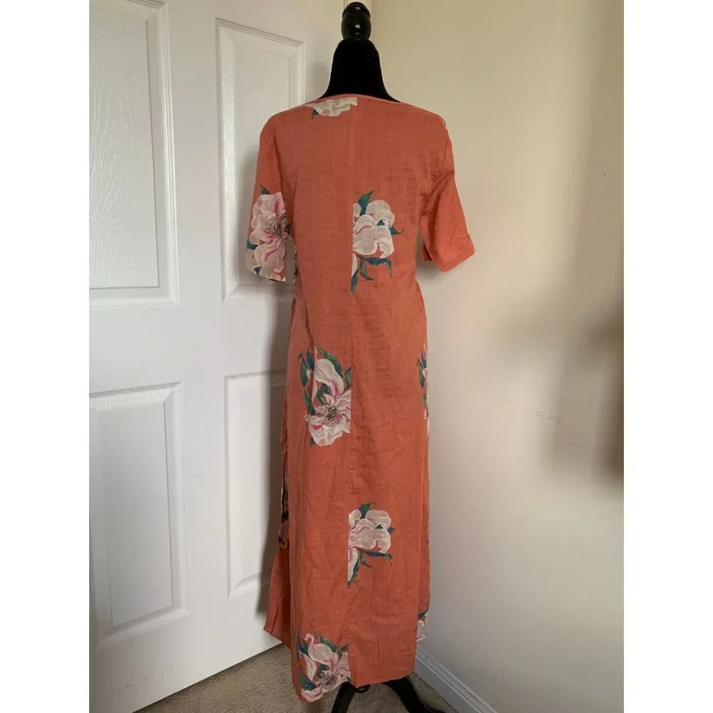 Coral Cotton Floral Maxi Dress - Picture 8 of 10